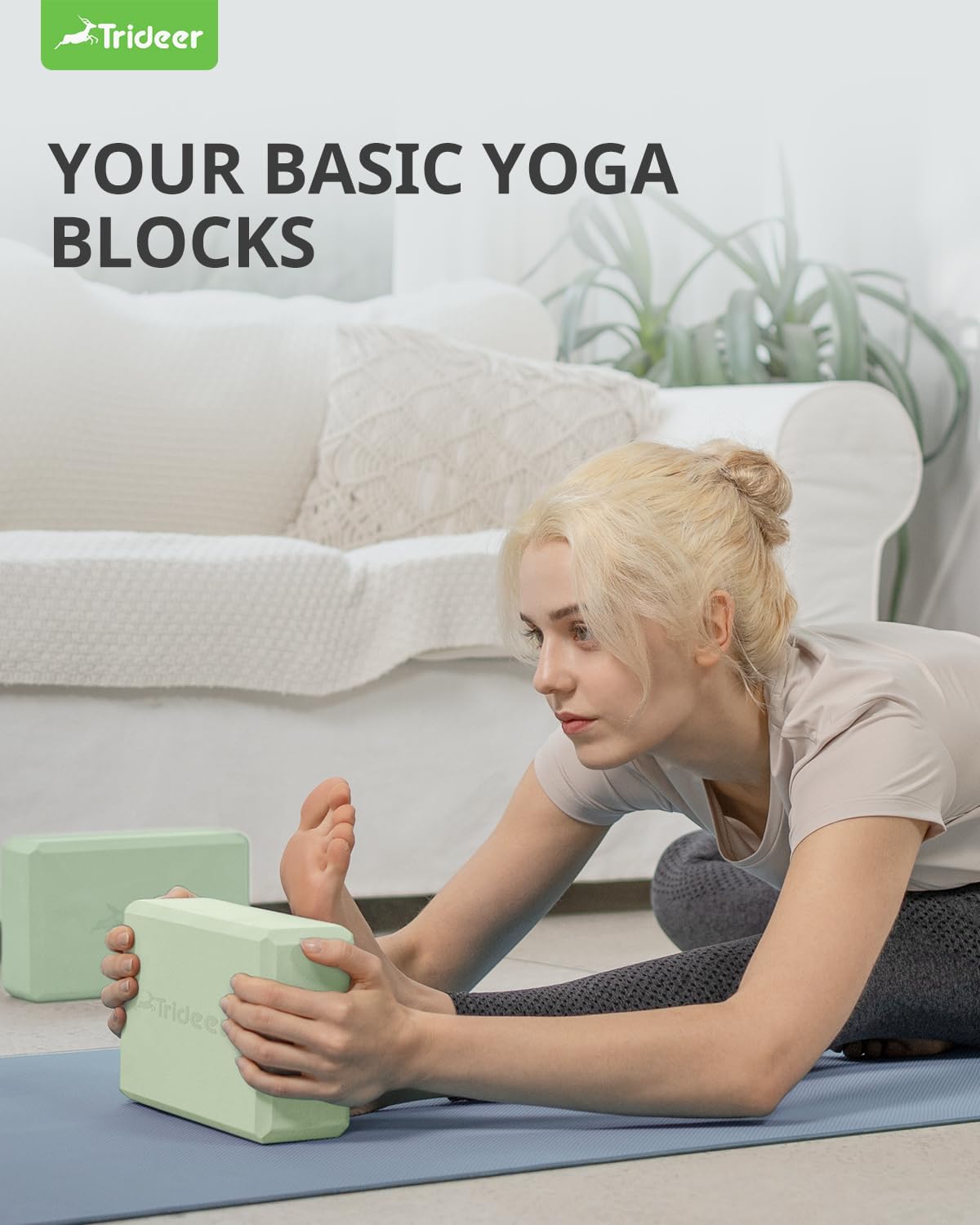 Yoga Blocks 2 Pack, Soft Non-Slip Foam Blocks with Beveled Edges for Alignment and Stretching in Yoga, Pilates, and Dance - Supportive, Lightweight, Odor Resistant, Latex-Free