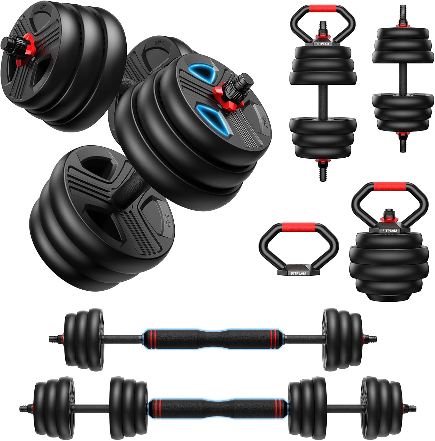  5 in 1 Weight Set Used as Kettlebells, Barbell, Push up Stand, Fitness Exercise for Home Gym Suitable Men/Women