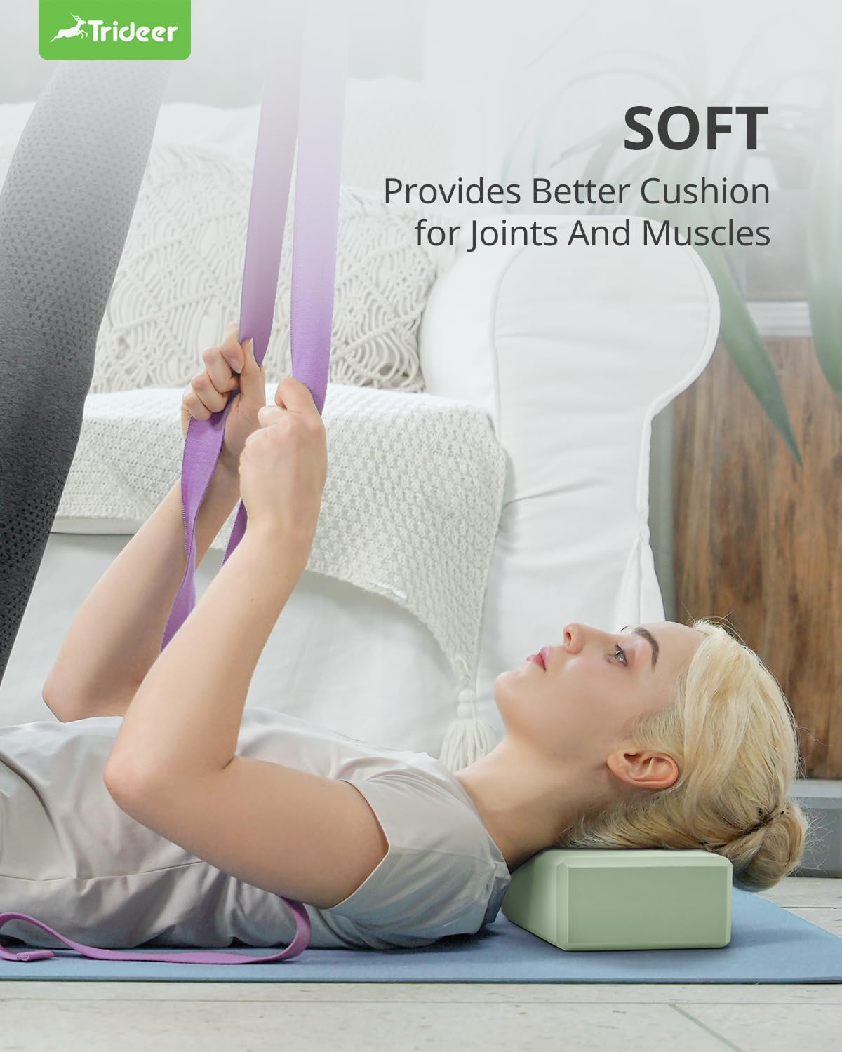 Yoga Blocks 2 Pack, Soft Non-Slip Foam Blocks with Beveled Edges for Alignment and Stretching in Yoga, Pilates, and Dance - Supportive, Lightweight, Odor Resistant, Latex-Free