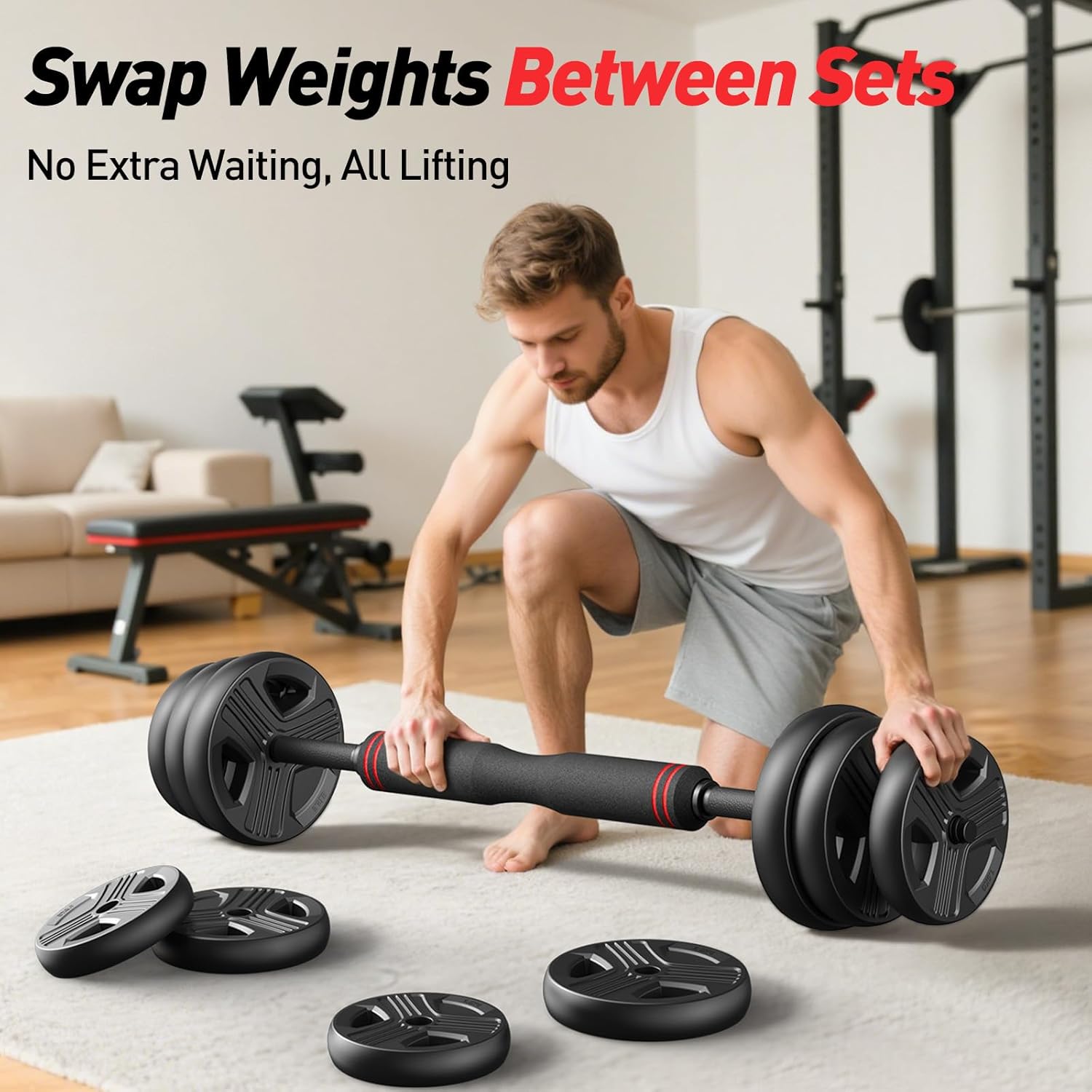  5 in 1 Weight Set Used as Kettlebells, Barbell, Push up Stand, Fitness Exercise for Home Gym Suitable Men/Women